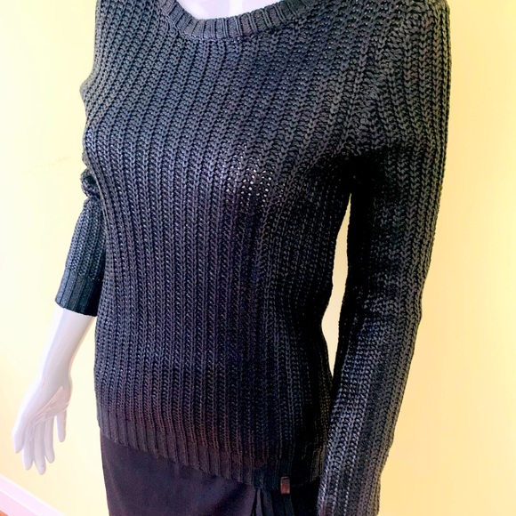 RUDSAK design shiny black acrylic knit crew neck long sweater top long sleeves - Picture 4 of 16